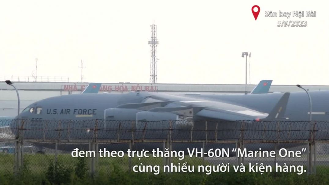 'Ngựa thồ' C17 đưa trực thăng của Tổng thống Mỹ đến Hà Nội