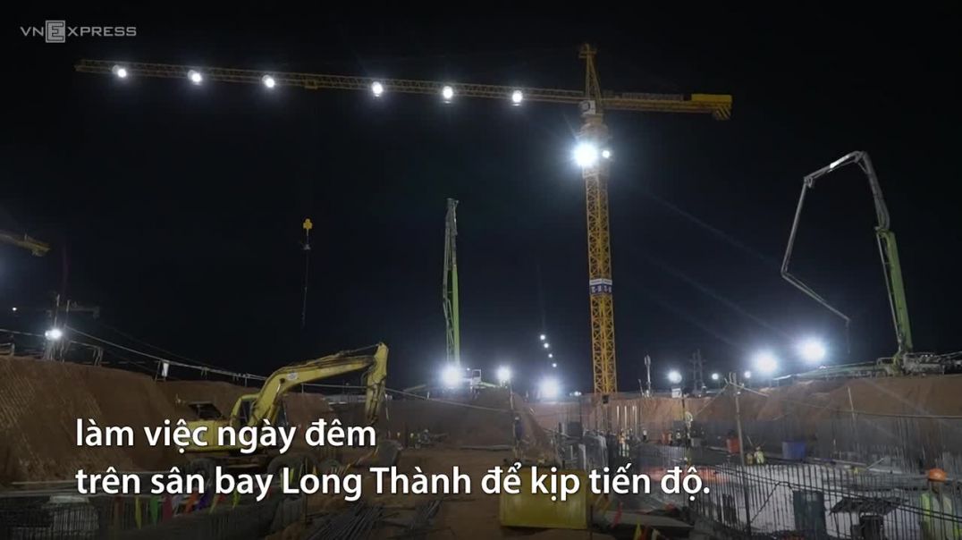 Đại công trường sân bay Long Thành sáng rực trong đêm