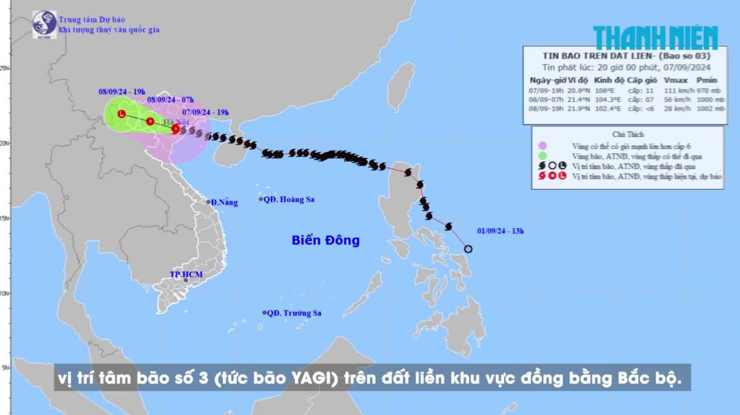 ⁣Tâm bão số 3 (Yagi) quét đến Hà Nội, khắp miền Bắc thiệt hại nặng nề